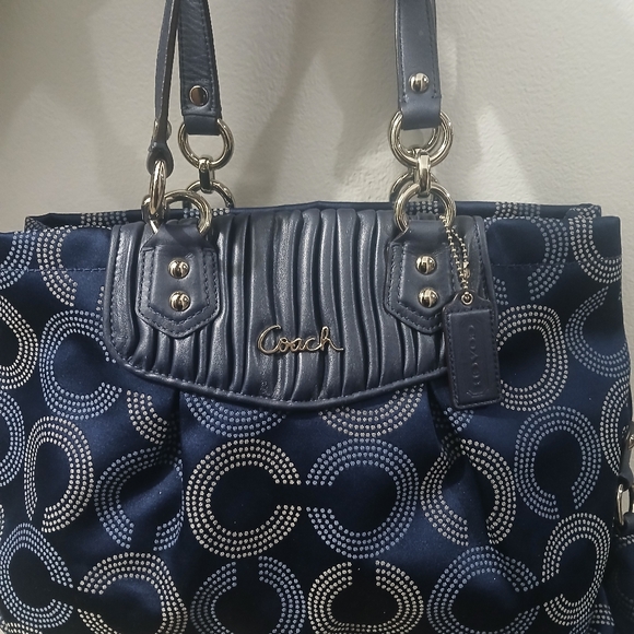 Coach Dark Blue Patterned Shoulder Bag - Picture 4 of 7